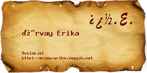 Árvay Erika névjegykártya